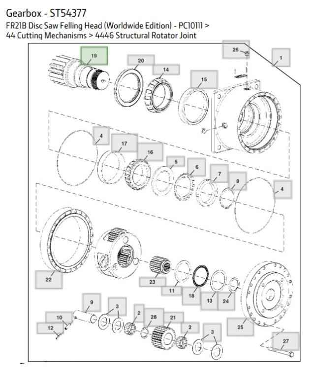 NEW Pinion gear for saw head rotate motor. Part# T350388